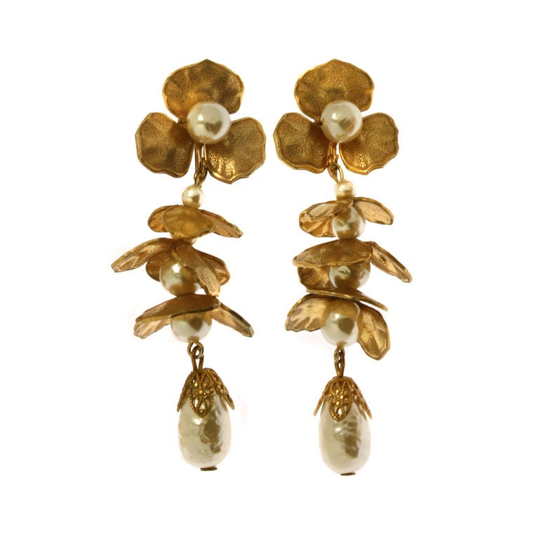 Miriam Haskell  Faux Baroque Pearl Earrings