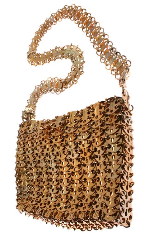 Gold 1960's Mod bag designed by Paco Rabanne for Wahlborg 1