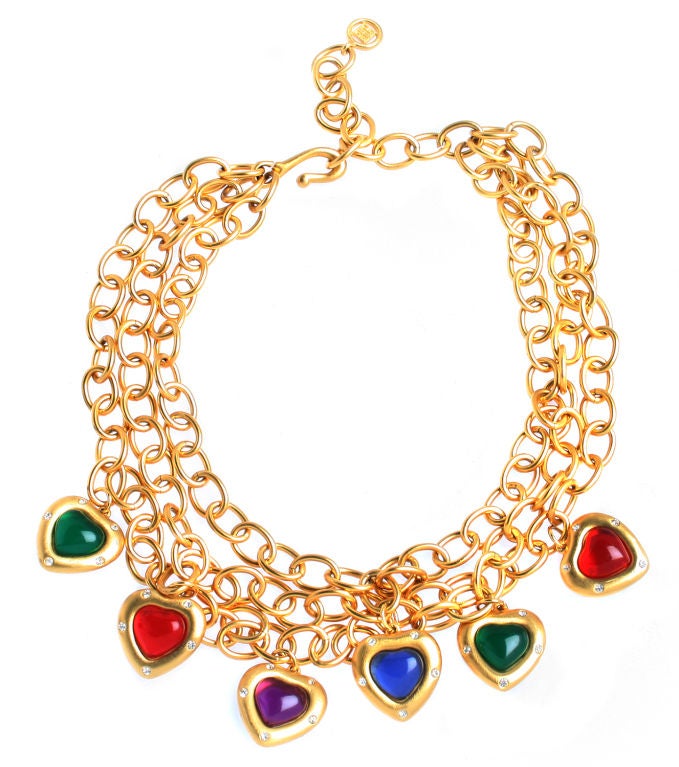 These are fun pieces by Givenchy.  I like the combination of chains and hearts.
Necklace: 21 1/4