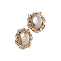 Beautiful Miriam Haskell "Baroque Pearl"  Earrings