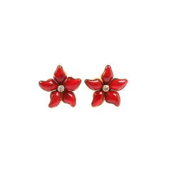 Maison Gripoix for Chanel Poured Glass Flower Earrings
