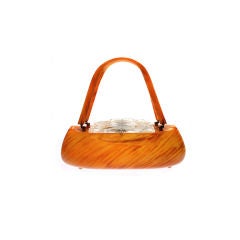 Carved Butterscotch  Bakelite  Handbag / Purse by Llewellyn
