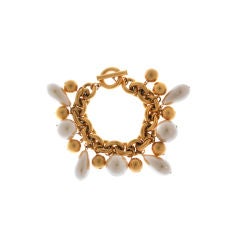 Givenchy Faux Pearl and Gold Tone Bracelt