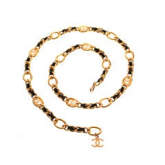 Great looking Chanel Leather and Chain Necklace or Belt.