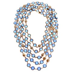 Pair of  CHANEL  Blue Sautoirs with Baroque Pearls