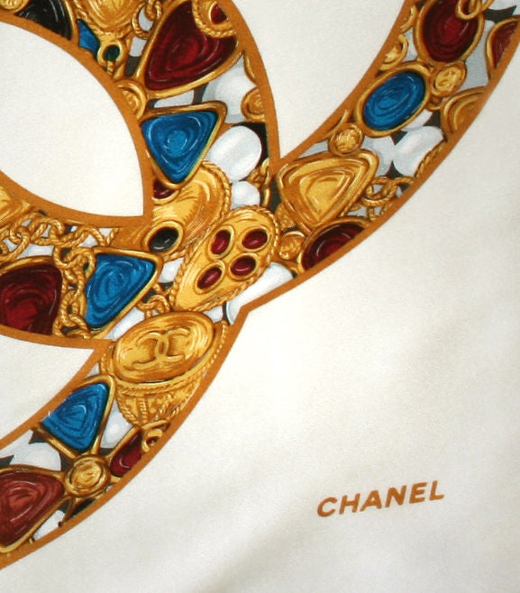 CHANEL  Scarf with Jewel Filled Logos For Sale 1
