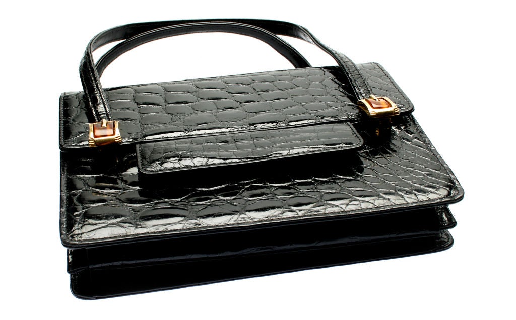 Women's Saks Fifth Avenue Alligator Bag with Lucite Accents