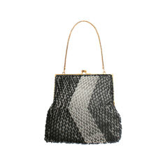 Geometric Black and White Beaded Bag