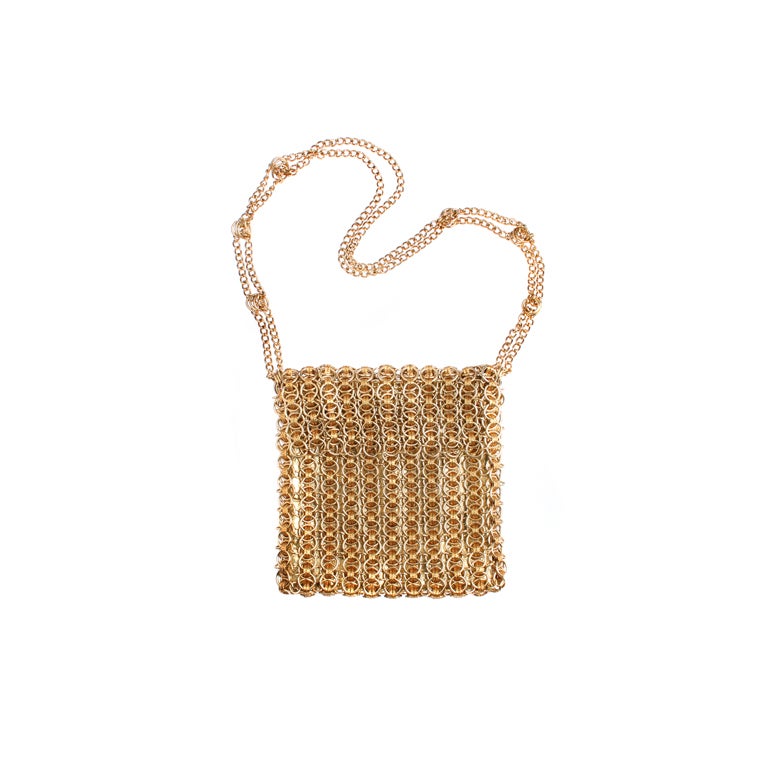 Walborg Gold Metal Shoulder Bag in the Paco Rabanne style