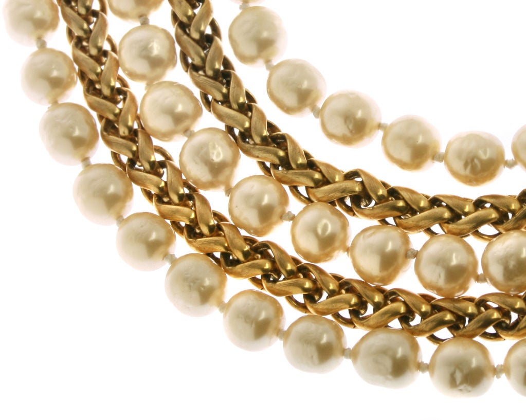 Chanel Pearl and Chain Multi Strand Necklace For Sale 1