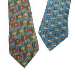 Vintage Hermes Neckties Counting Sheep and Horses