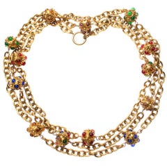 Long CHANEL Necklace with Cabochon Encrusted Orbs