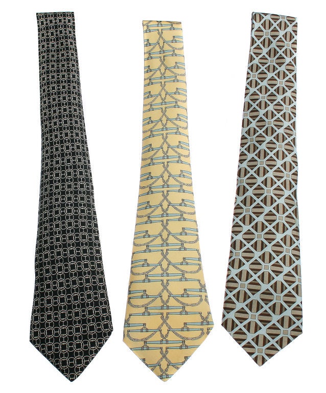 These vintage Hermes neckties have wonderful all over patterns.<br />
*Measurements*<br />
Navy Blue with pattern 57