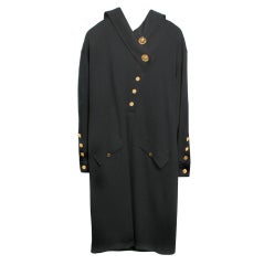 Basic CHANEL Black Wool Dress with Buttons