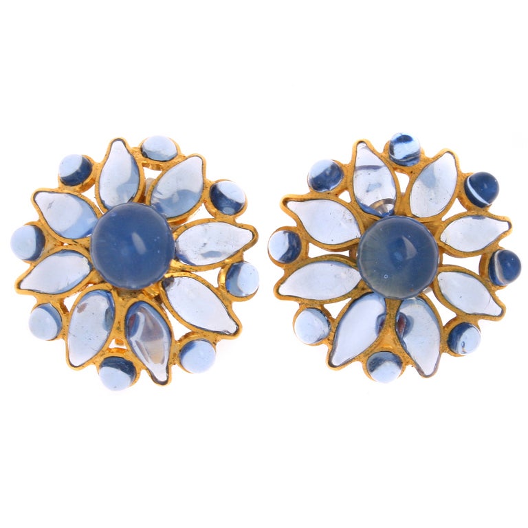 Maison Gripoix Poured Glass Earrings For Sale