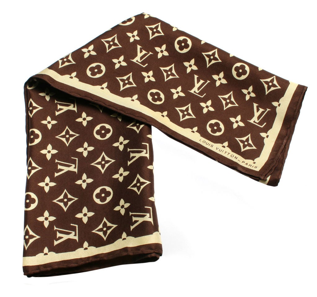 Vintage LOUIS VUITTON Silk Logo Scarf at 1stdibs