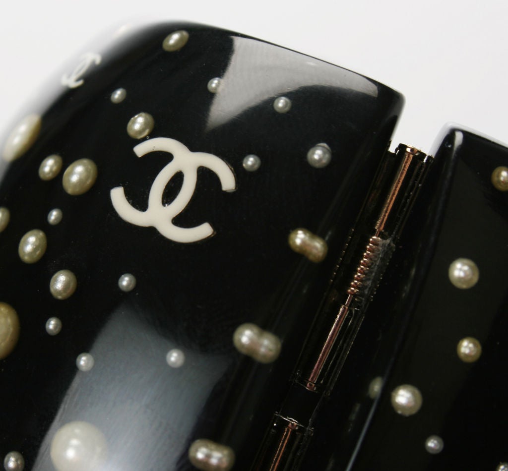 CHANEL Prototype Black Resin Cuff For Sale 2