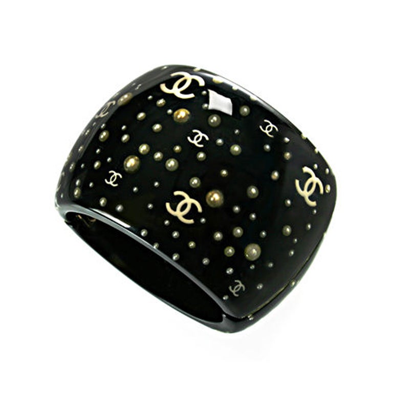 CHANEL Prototype Black Resin Cuff For Sale