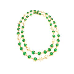 Vintage CHANEL Pearl and Poured Green Glass Sautoir