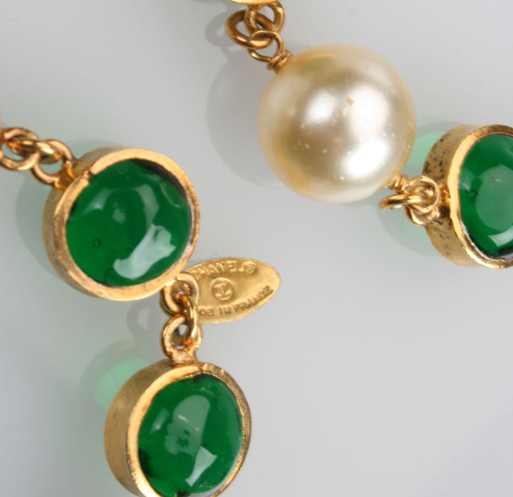 CHANEL Pearl and Poured Green Glass Sautoir 3