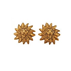 Vintage Pair of  Lion Earrings with CHANEL  Logo Mane