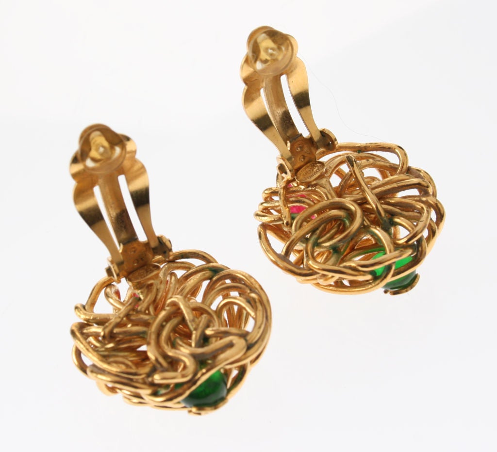 CHANEL Sculptural Gilt Wire Earrings In Excellent Condition In Chicago, IL