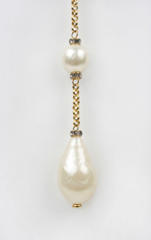 Demure CHANEL  Faux Mabe Pearl and Rhinestone Necklace 1