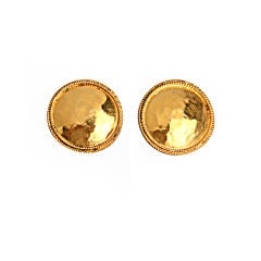 Hand Hammered Gold Chanel Button Earrings