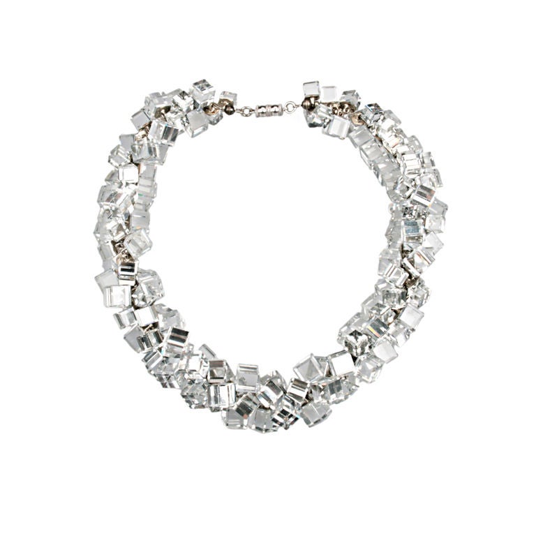Fabulous Mirrored and Faceted French Cut Glass Necklace