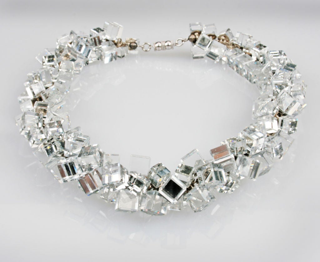 Women's Fabulous Mirrored and Faceted French Cut Glass Necklace