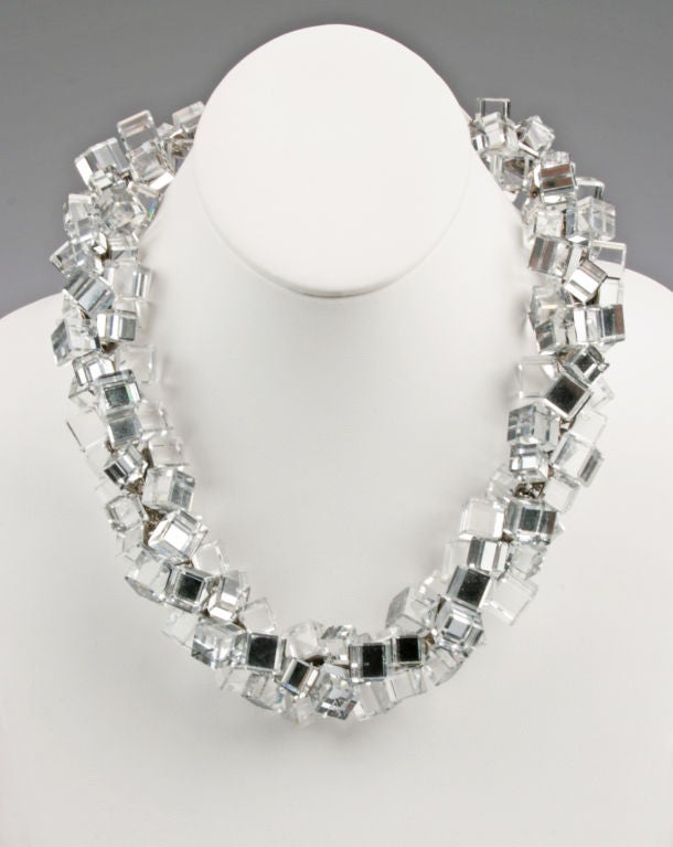 Fabulous Mirrored and Faceted French Cut Glass Necklace 1