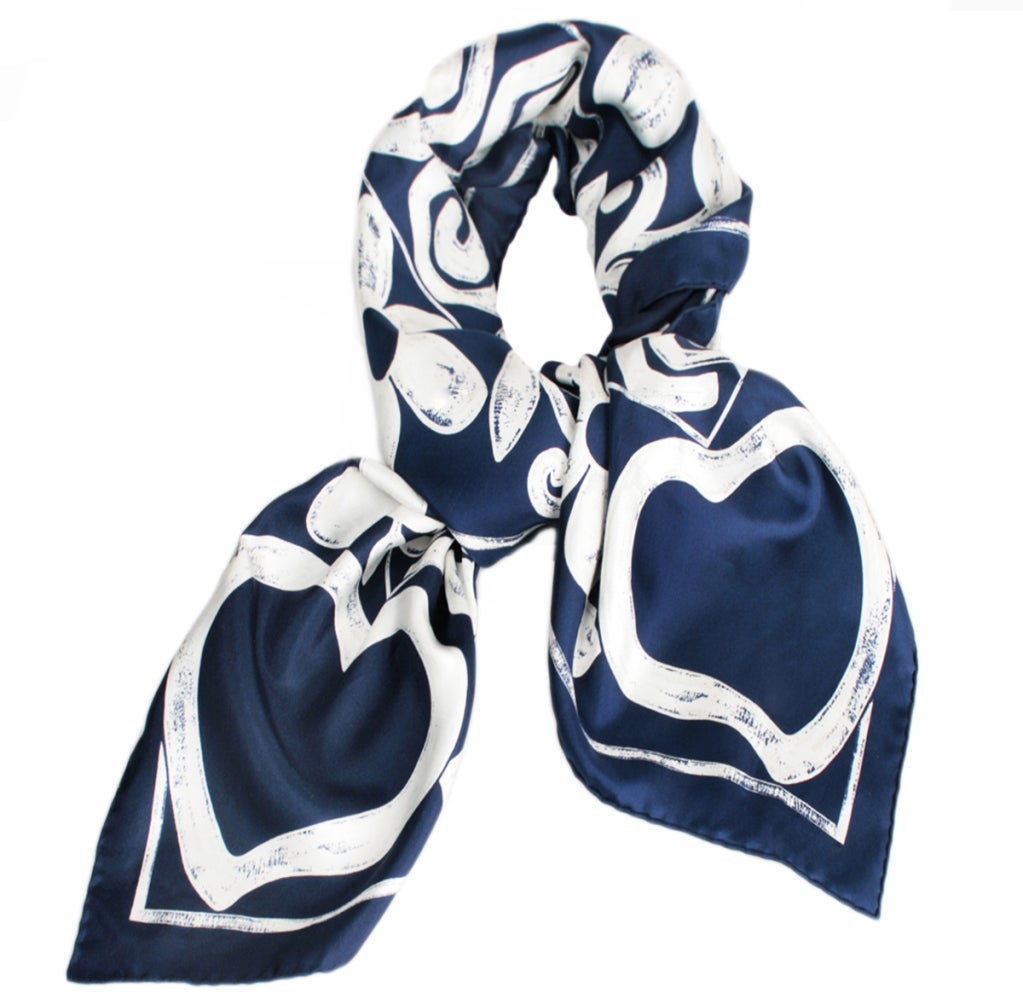 Women's Vintage Yves Saint Laurent Silk Hearts and Clover Scarf
