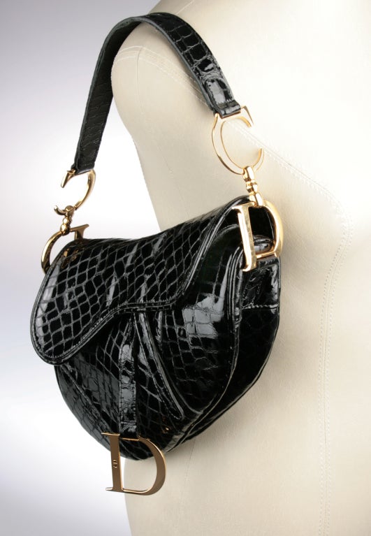 Black Classic Chrisitan Dior Saddlebag Purse