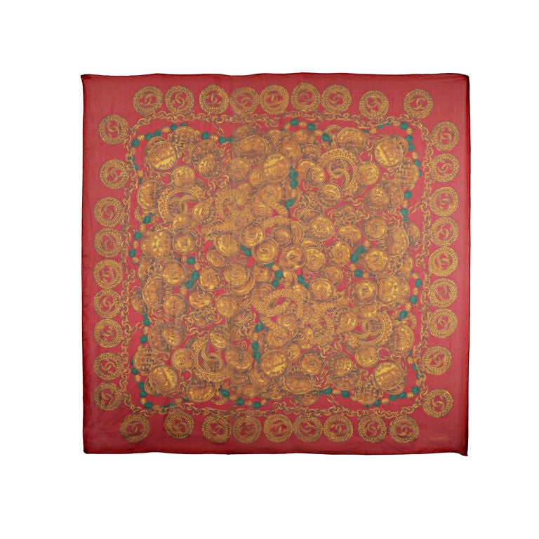Huge and Versatile Vintage CHANEL Scarf with CHANEL Coins