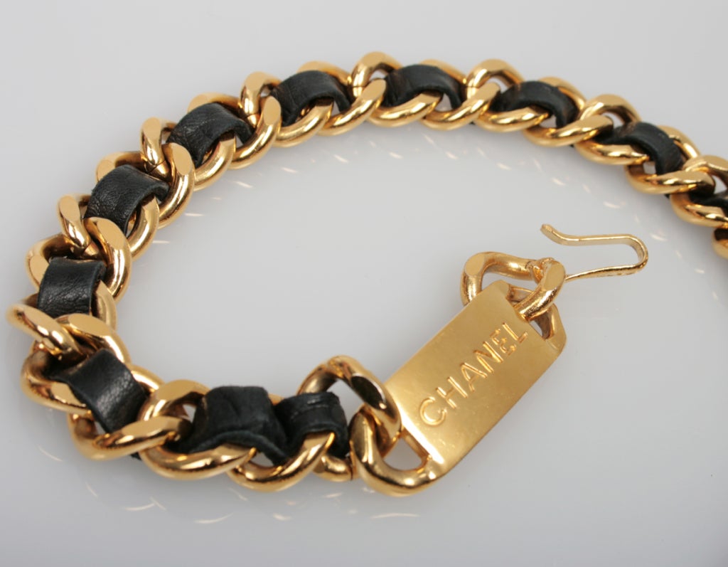Women's CHANEL  Gilt Metal  and Leather Belt