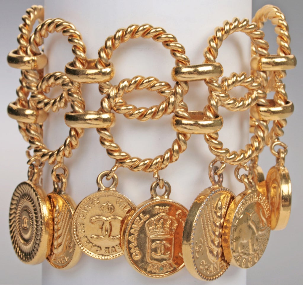 CHANEL Linked Gold Coin Bracelet For Sale 1