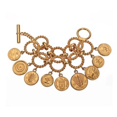 Vintage CHANEL Linked Gold Coin Bracelet