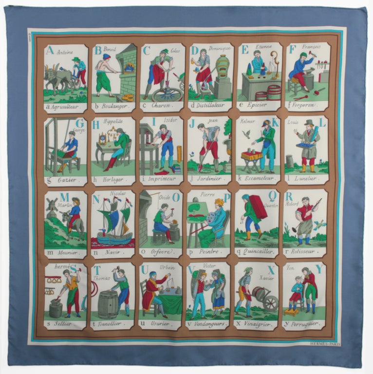 Hermes Scarf  Alphabet  de Metiers