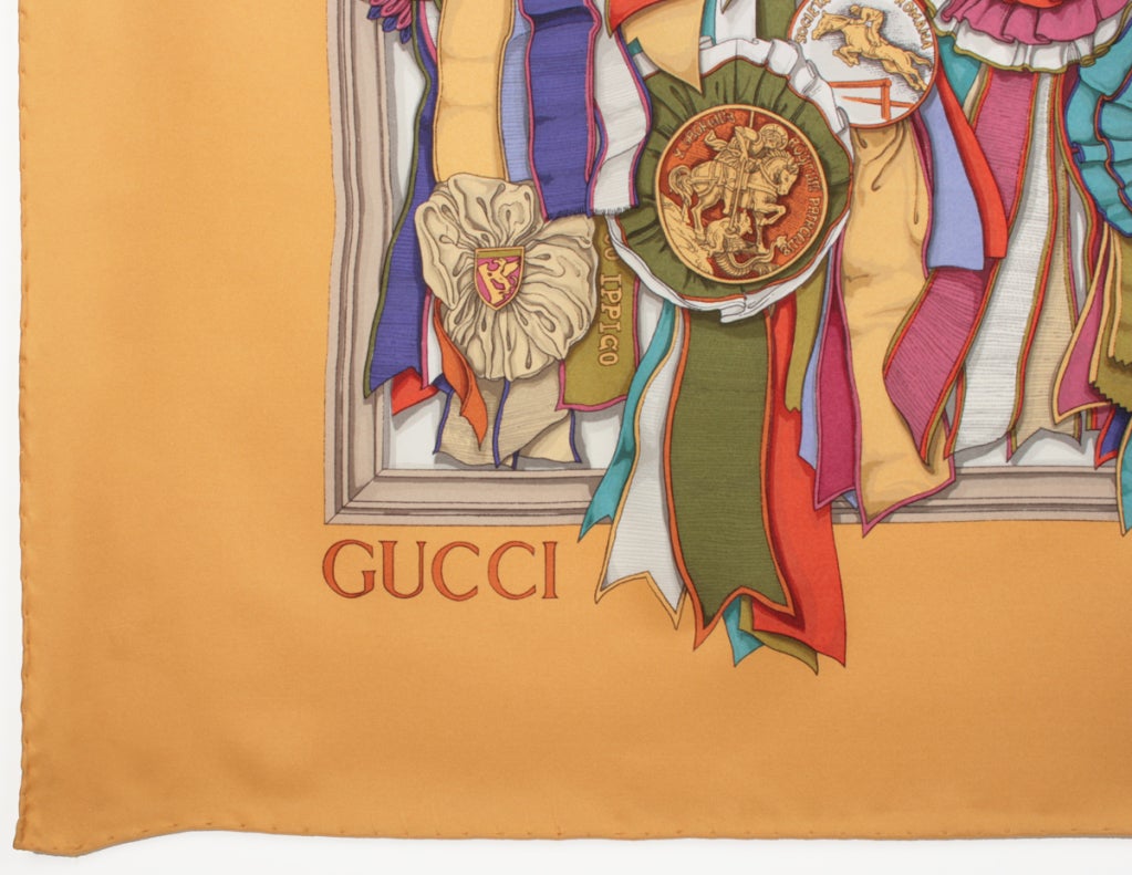 Brown Gucci Silk Equestrian Ribbon Scarf