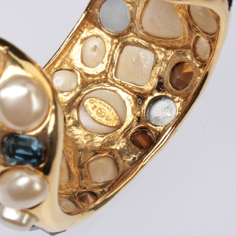 Women's CHANEL Pearl and Jeweled Cuff Bracelet