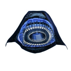 Optical  Hermes Pleated / Plisse  Silk Scarf in Shades of Blue