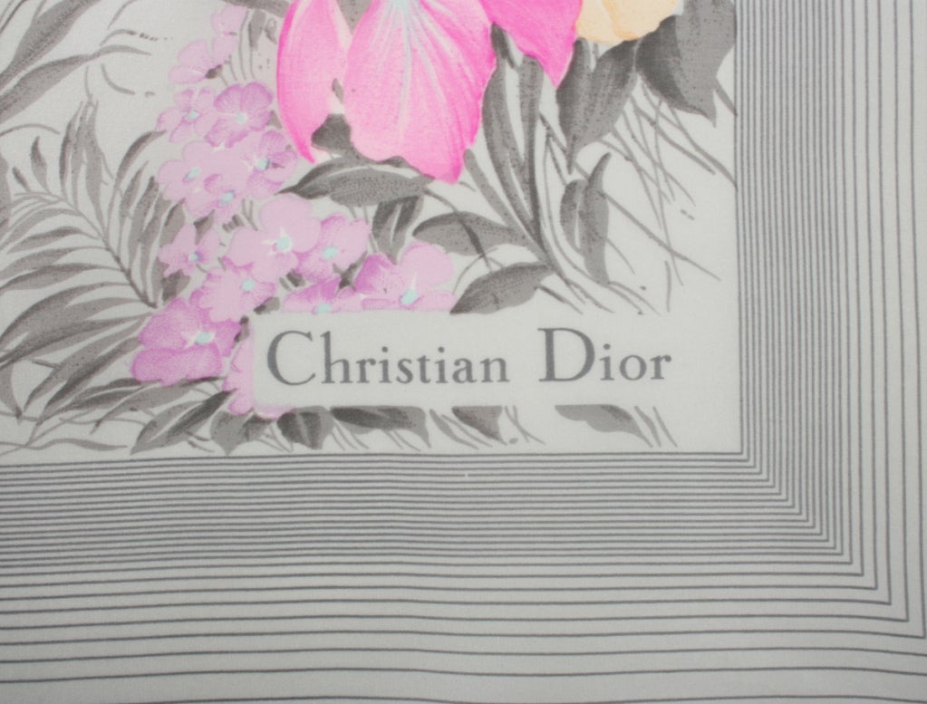 Vintage Christian Dior Pastel Floral Scarf 1