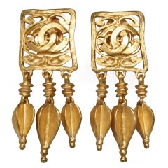 Vintage CHANEL  Logo  Earrings