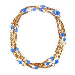 Vintage Couture CHANEL Necklace with Blue Poured Glass and Enamel