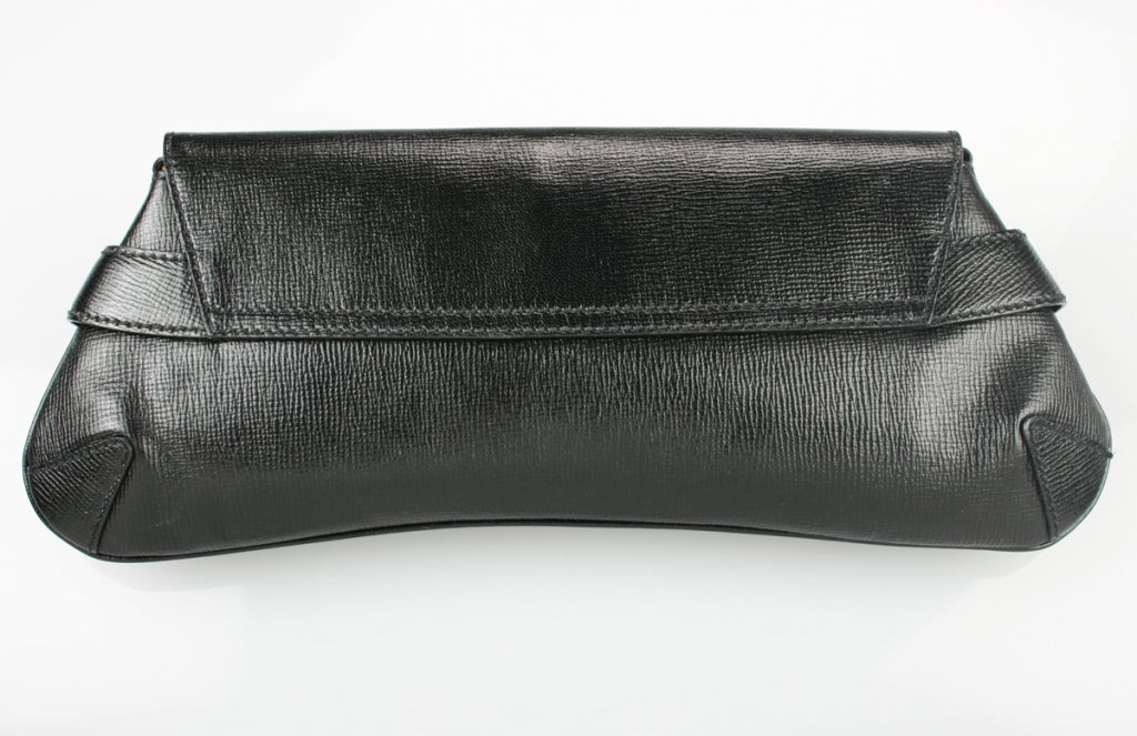 Women's Iconic Gucci Black Leather Modified Horsebit  Clutch or Handbag