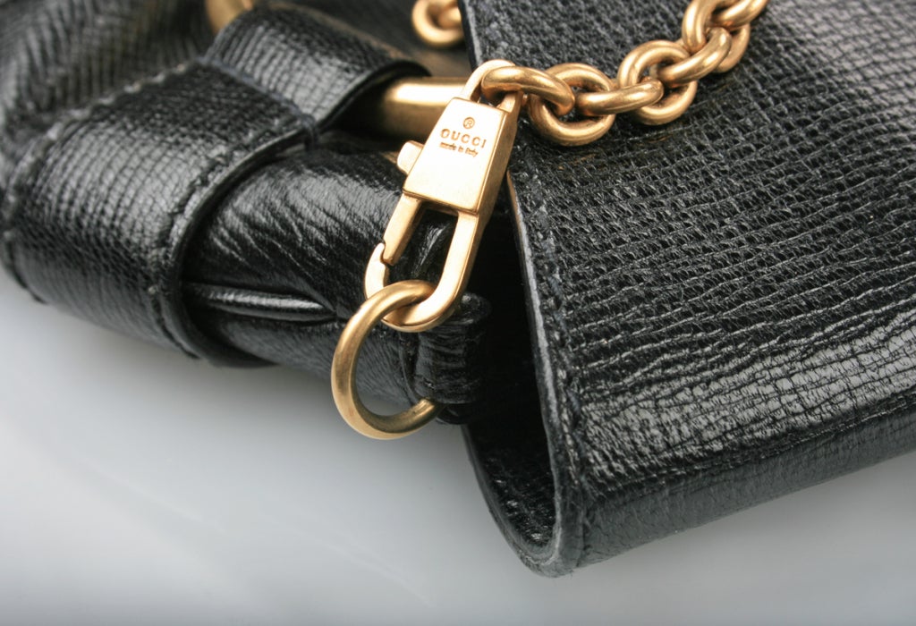 Iconic Gucci Black Leather Modified Horsebit  Clutch or Handbag 4