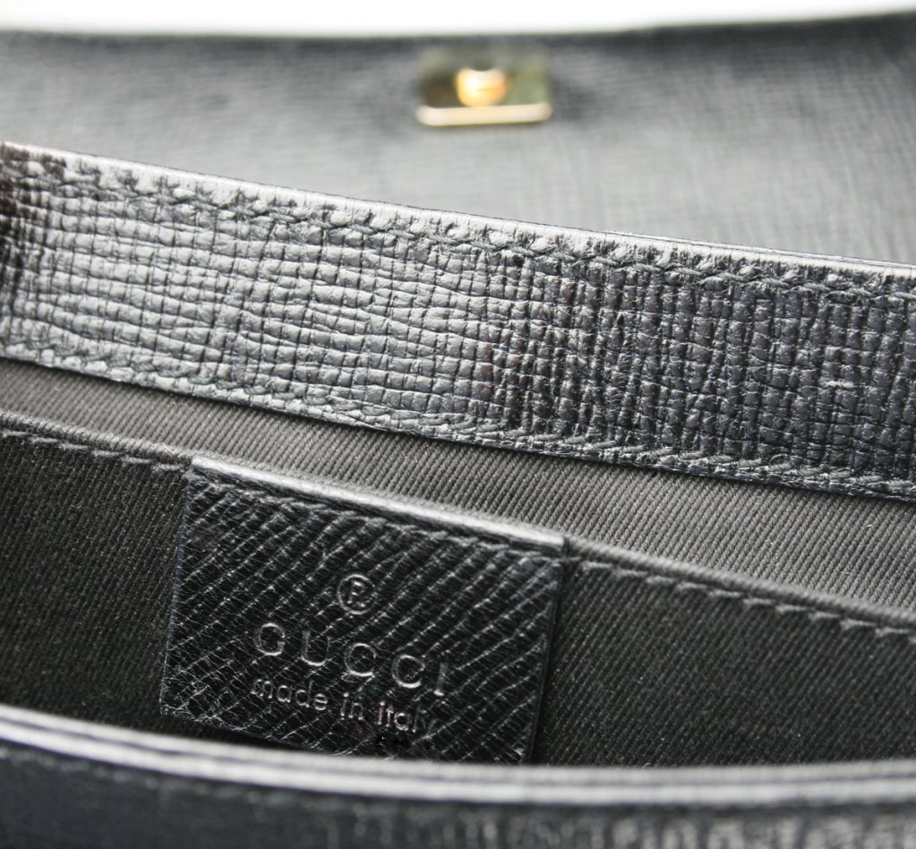 Iconic Gucci Black Leather Modified Horsebit  Clutch or Handbag 6