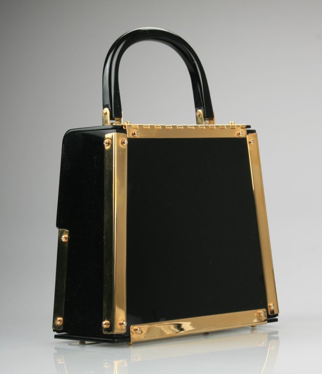 Women's Architectural Black Lucite Handbag