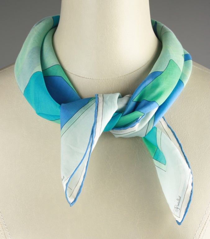 Women's Emilio Pucci Blue and Green  Mod Scarf
