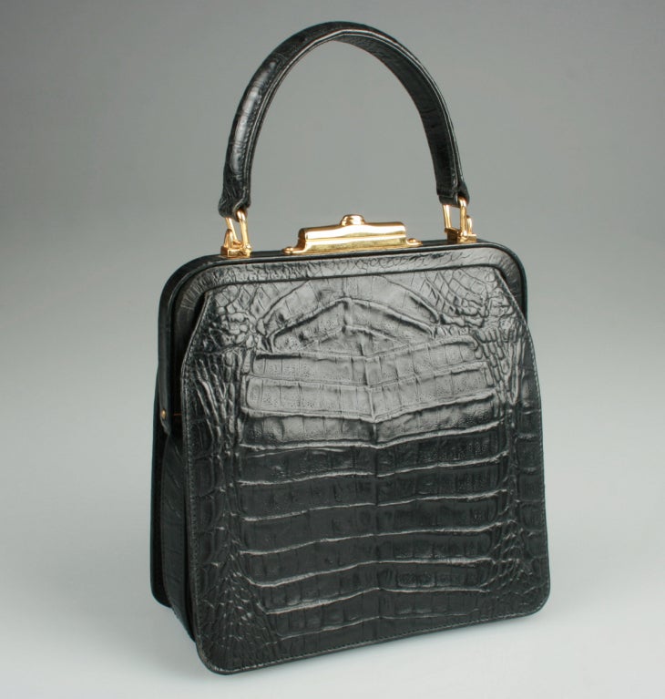 Valentino Black Alligator Shoulder Bag / Handbag